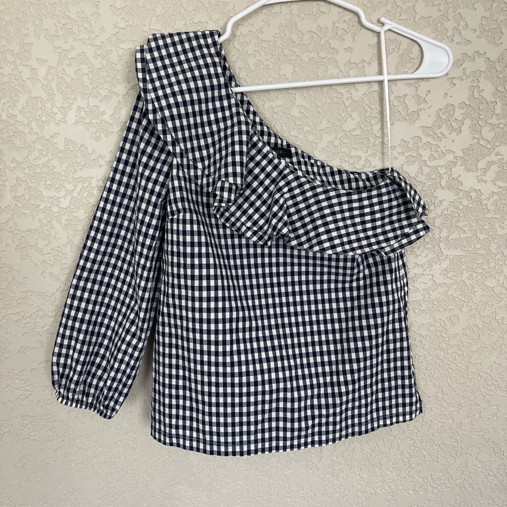 Gingham One Shoulder Top, JCREW